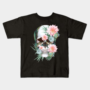 Sugar skull with succulents plants Kids T-Shirt